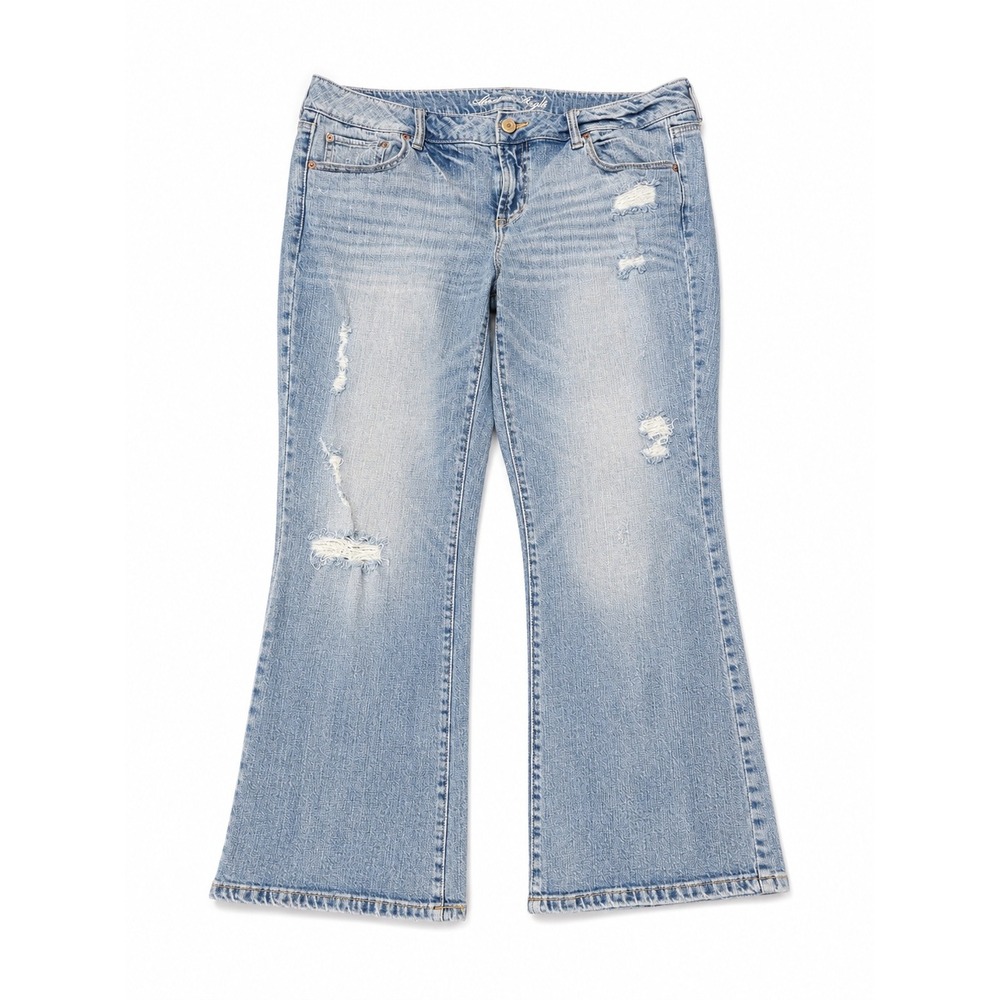 American Eagle Favorite Boyfriend Jeans Women's 16 Short Distressed Light Wash